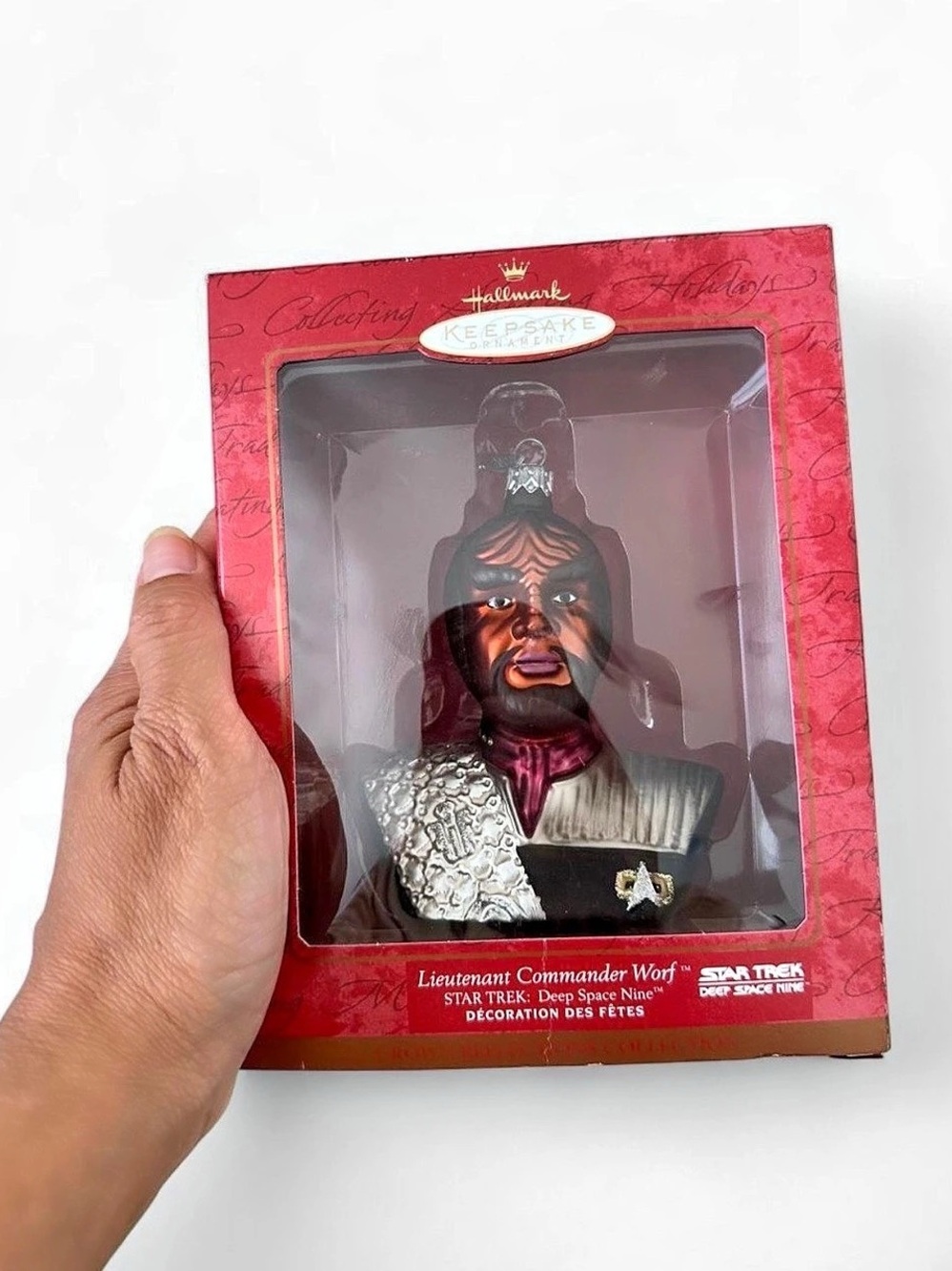 Hallmark Keepsake 2000 Star Trek DS9 Worf Blown Glass Ornament Crown Reflections